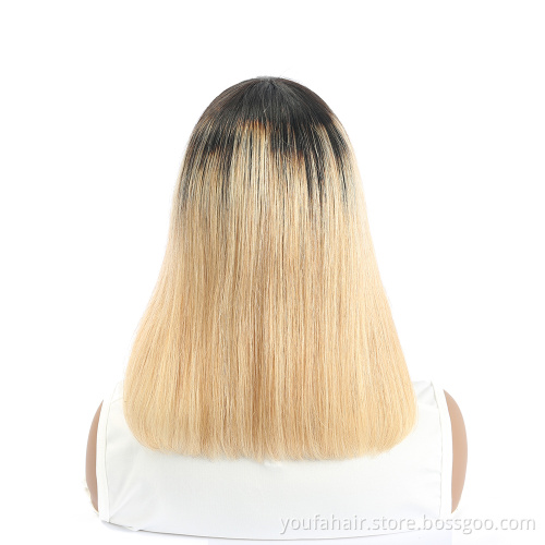 Cheap Price Ombre Blonde 1b/27 Brazilian Hair Short Bob Wigs Straight Virgin Hair None Lace Human Hair Bob Wigs for Black Women
